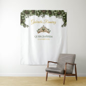 Emerald Green Golden Floral Quinceañera Backdrop タペストリー (インサイチュ)