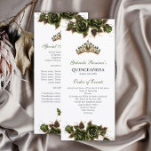Emerald Green Golden  Roses Quinceañera Program