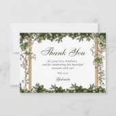 Emerald Green Golden Tiara Floral Quinceañera サンキューカード (正面)