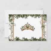 Emerald Green Golden Tiara Floral Quinceañera サンキューカード (裏面)