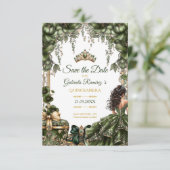 Emerald Green Golden Tiara Floral Quinceañera セーブザデート (スタンド正面)