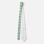 Emerald Green, Hot Pink, White Preppy Madras Plaid ネクタイ (裏面)