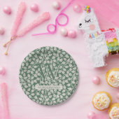 Emerald Green Ivory Flower two dual ペーパープレート (パーティー)