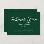 Emerald Green leaf Thank You Card サンキューカード (正面/裏面)