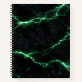 Emerald Green Lightning Marble Spiral Notebook ノートブック