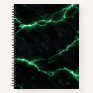 Emerald Green Lightning Marble Spiral Notebook ノートブック