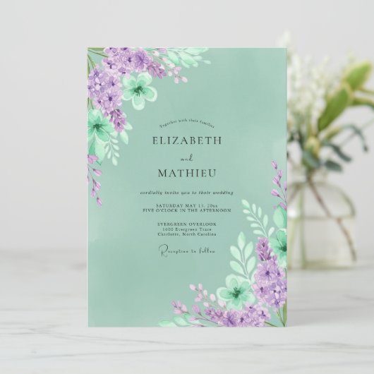 Emerald Green Luxe Forest Wedding 招待状 (スタンド正面)