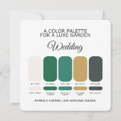 Emerald Green Luxe Wedding Color Palette Card 招待状 (裏面)