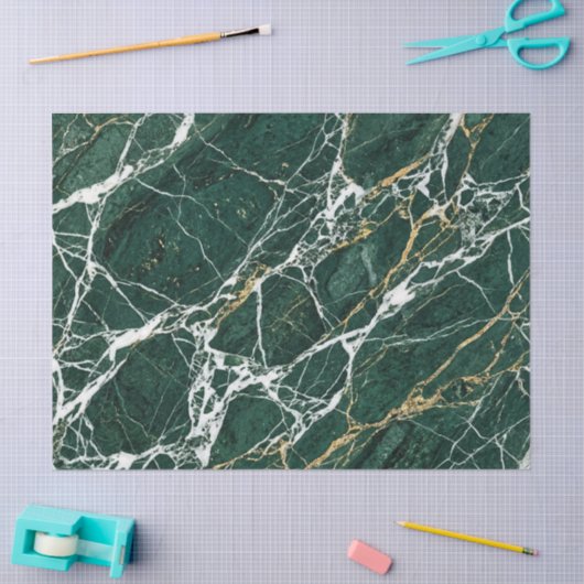 Emerald Green Marble Elegant Gold Gift Packaging 薄葉紙 (クラフト)
