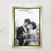 Emerald Green Marble Gold Photo Wedding セーブザデート (裏面)