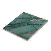 Emerald Green Marble & Gold Vein Luxe Accent  タイル (側面)