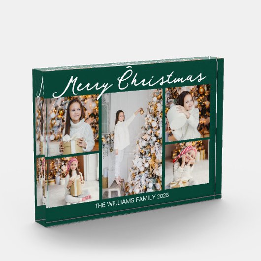 Emerald Green Merry Christmas Collage 5 フォトブロック (左)