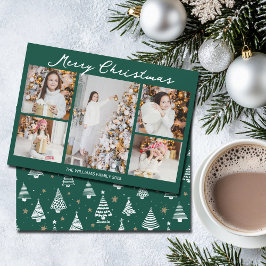 Emerald Green Merry Christmas Photo Collage シーズンカード