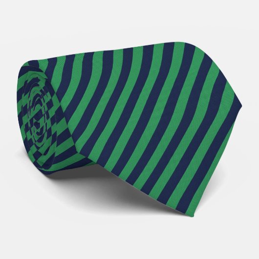 Emerald Green & Midnight Navy Diagonal Striped  ネクタイ (ロール)