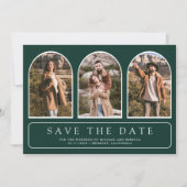Emerald Green Minimal Arch Photo QR Code Wedding セーブザデート (正面)