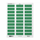 Emerald Green Minimalist Elegant Return Stickers ラベル (フルシート)
