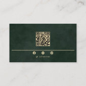 Emerald Green Monogram Modern Scannable Qr Code 名刺 (裏面)