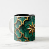 Emerald Green Moorish Geometric Art MUG ツートーンマグカップ (正面左)
