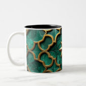 Emerald Green Moorish Geometric Art MUG ツートーンマグカップ (左)