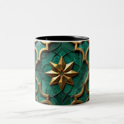 Emerald Green Moorish Geometric Art MUG ツートーンマグカップ (中央)