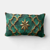 Emerald Green Moorish Geometric Art Pillow ランバークッション (裏面)