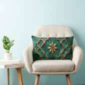 Emerald Green Moorish Geometric Art Pillow ランバークッション (椅子)