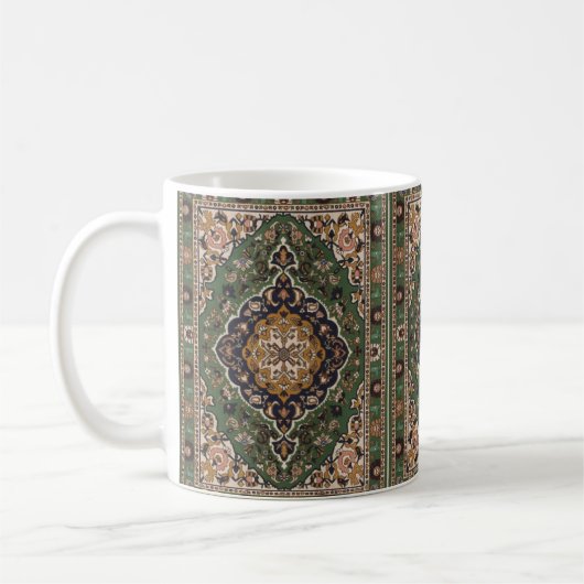 Emerald Green Moroccan Style Rug Mug à café コーヒーマグカップ (左)