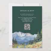Emerald Green Mountain Floral QR Code Wedding 招待状 (裏面)