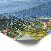 Emerald Green Mountain Floral Wedding Welcome Sign ポスター (角)