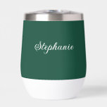 Emerald Green Name Modern Elegant Monogram Boho<br><div class="desc">Elegant,  rustic,  simple,  monogram,  minimalist,  name,  emerald green,  thermal wine tumbler. Beautiful,  trendy design.</div>