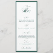 Emerald Green Old Money Wedding Dinner Menu Card メニュー (正面)