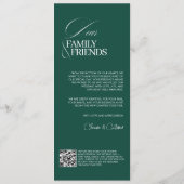 Emerald Green Old Money Wedding Dinner Menu Card メニュー (裏面)