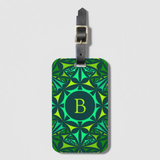 Emerald Green Ornate Kaleidoscope Monogram ラゲッジタグ