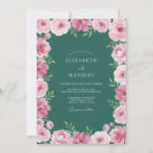 Emerald Green Painterly Botanical Wedding 招待状 (正面)