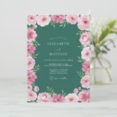 Emerald Green Painterly Botanical Wedding 招待状 (スタンド正面)