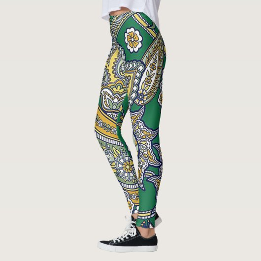 Emerald Green Paisley Leggings レギンス (左)