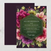 Emerald Green Palatial Moody Wedding 招待状 (正面/裏面)