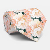 Emerald Green Peony Floral Pattern Wedding ネクタイ (ロール)