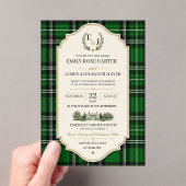Emerald Green Plaid Elegant Scottish アクリル招待状 (インサイチュ (ポータブル))