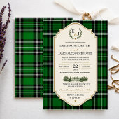 Emerald Green Plaid Elegant Scottish 招待状