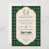Emerald Green Plaid Elegant Scottish 招待状 (正面)