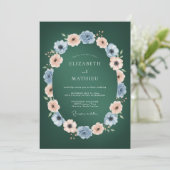 Emerald Green Polished Floral Wedding 招待状 (スタンド正面)