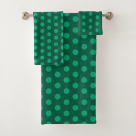 Emerald Green Polka Dots  バスタオルセット