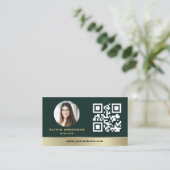 Emerald Green QR Code Gold House Real Estate 名刺 (スタンド正面)