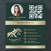 Emerald Green QR Code Gold House Real Estate 名刺