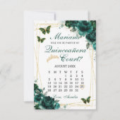 Emerald Green Quinceanera Court Proposal Card 出欠カード (正面)