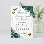 Emerald Green Quinceanera Court Proposal Card 出欠カード (スタンド正面)