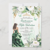 Emerald Green Quinceañera invitation 招待状 (正面)