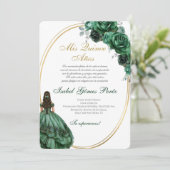 Emerald Green Quinceanera invitation in Spanish 招待状 (スタンド正面)