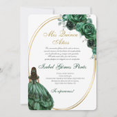 Emerald Green Quinceanera invitation in Spanish 招待状 (正面)